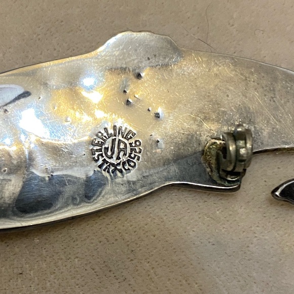 Vintage Taxco Sterling Silver Black Enamel Fish Brooch 925 - Picture 6 of 9